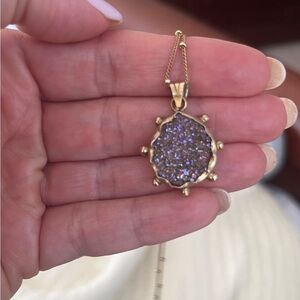 Purple druzy necklace - gold plated